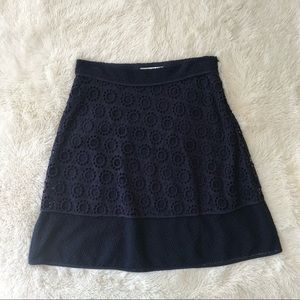 Trina Turk navy blue eyelet a-line skirt Sz 10